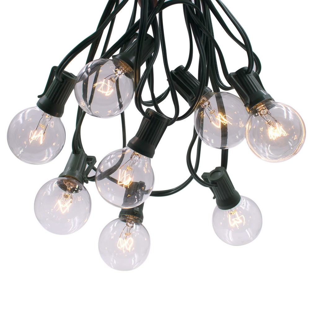 Details About 100 Ft G40 Green Outdoor Globe Patio String Lights 125pcs Clear Bulbs